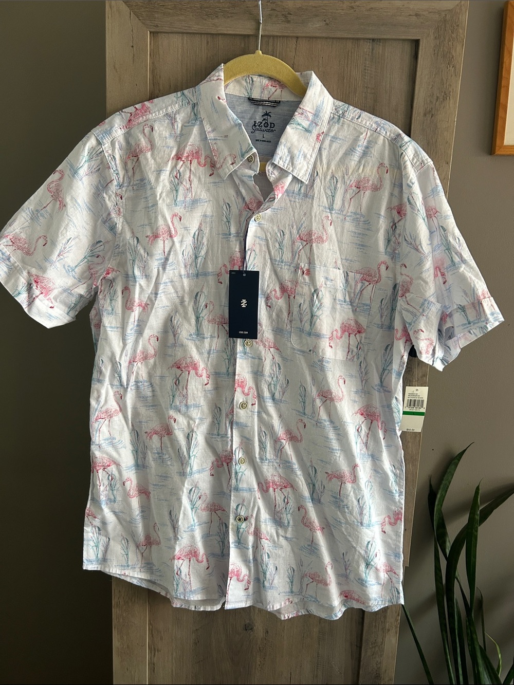 Izod Flamingo button down shirt